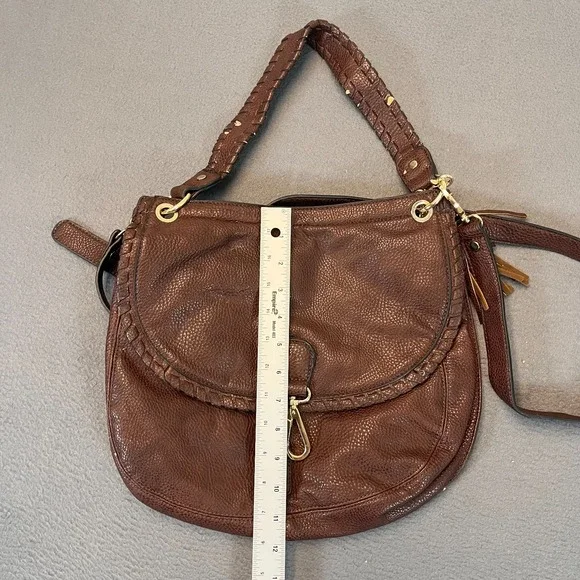 Michael Kors Brown Leather Flap Top Brown Crossbody Shoulder Bag Tassel Clip - Picture 11 of 11